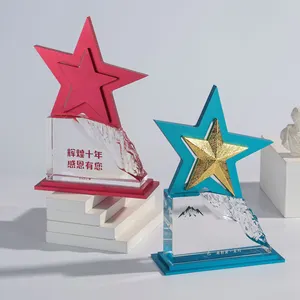 Conteúdo Personalizado Gravura A Laser, Pentagram Troféu Fábrica Barato Atacado Claro Em Branco Champions League Troféu Com Base/