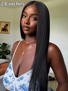 Прямой парик из натуральных индийских волос Yaki, модель EasiContour <span class=keywords><strong>V</strong></span>-образной формы, идеально прилегающий к линии роста волос, натуральный, невидимый, без клея, с полной кружевной основой. - Product Image 5