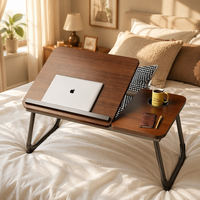 Table portable pour ordinateur portable en bois réglable en hauteur, pliable, support d'ordinateur pour lit, bureau, maison, étude, travail, dortoir