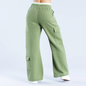 Nuevo diseño suelto Casual algodón de gran tamaño holgado cintura alta pierna ancha <span class=keywords><strong>Cargo</strong></span> Joggers pantalones de chándal para mujer - Product Image 3