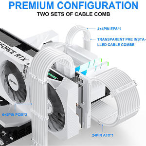 Kit Kabel Ekstensi PC Berlapis Emas Empat-Pin Putih Cerah, Kabel Ekstensi PSU Komputer PCI-E untuk GPU, Aksesori Komputer - Product Image 2