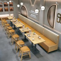 Großhandel Moderne Restaurant-Möbelsets Holz-Café Fast-Food-Sitzbänke Sofa Holz Catering Esstische und Stühle Sets