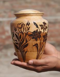 Buy <b>Keepsake</b> Cremation Urn with Round Shaped Polished Surface Antique Style Wooden Crafted Human <b>Ash</b> Cremation Urn - Product Image 4