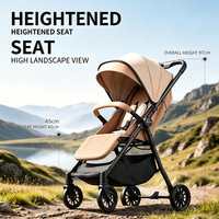 Poussette légère pour bébé, convertible (assis et couché), pliable et portable, avec siège surélevé et fonction parapluie