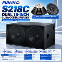 Haut-parleur PA à double subwoofer de 18 pouces, 1400W nominaux, 2800W de crête, 4 ohms, 98dB, en contreplaqué, avec port, pour scène, club, extérieur