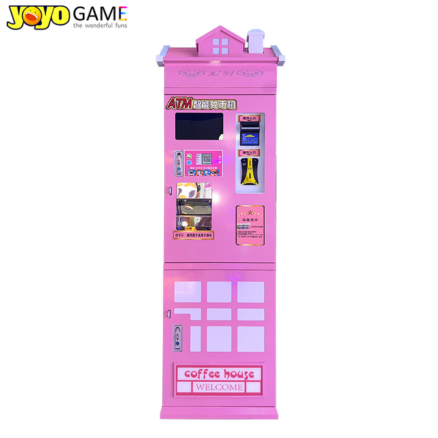 Professional Pink House Themed Coin Exchange Machine Smart Automatic Token Changer with LCD Screen for Claw Machine & Arcade FEC