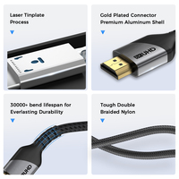 UNIEAN Vente en gros HD 2M 3M 5M 2.1 UHD 48Gbps 60Hz Vga Câble Port d'affichage vers 8k 4K UHD Câble pour TV mobile Ps5 vers câble vidéo