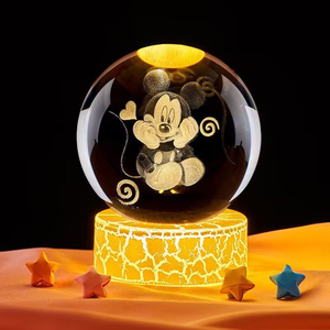 Chaude 6cm point système solaire voie lactée lune 3D boule de cristal LED enfichable maison veilleuse Laser sculpture originalité cadeau d'anniversaire - Product Image 6