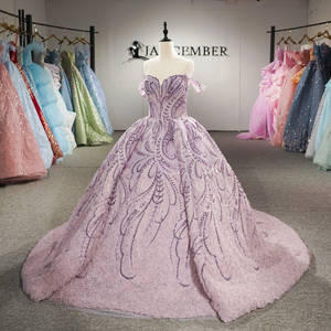 6948 Special Purple Organza <b>Ruffle</b> Floral Sequined Quinceanera Sweet 16 Girls <b>Dress</b> - Product Image 2