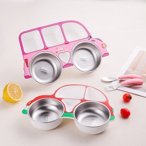 环保不锈钢汽车造型分隔板套装儿童餐具，适合幼儿训练饮食 - Product Image 3