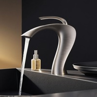 Robinet de lavabo moderne minimaliste en laiton à poser sur le comptoir, avec cartouche céramique, pour eau chaude et froide