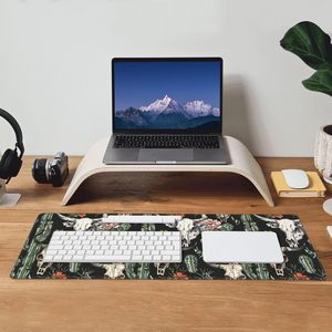 New style 31.5 X 11.8 Inch <strong>Large</strong> Keyboard Rubber Writing <strong>Table</strong> <strong>Mat</strong> Non-Slip Laptop Mouse Pad Flowers Bull Skull Stitched Edges <strong>Mat</strong>