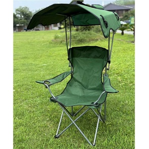 Chaise de pêche avec cadre métallique et pare-soleil, chaise de <span class=keywords><strong>camping</strong></span> et de plage d'extérieur avec dossier pare-soleil, design pliable, <span class=keywords><strong>fauteuil</strong></span> portable - Product Image 4