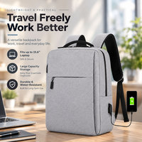 Sac à dos pour ordinateur portable Oxford imperméable structuré avec port de charge USB, multi-compartiments, grande capacité, unisexe, pour les voyages d'affaires