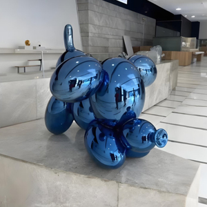 Ukiran anjing balon baja tahan karat tahan lama desain Modern Multi warna kreatif patung batu seni logam taman luar ruangan - Product Image 6