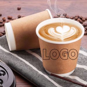 แก้วกาแฟชาแบบใช้แล้วทิ้งสองชั้นปรับแต่งได้ วัสดุรีไซเคิลเกรดอาหาร พิมพ์ลายตามสั่ง เป็นมิตรกับสิ่งแวดล้อม บรรจุภัณฑ์แบบนำกลับบ้าน - Product Image 1