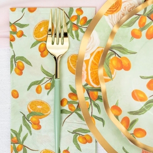 Custom Printing Gold Hot Stamping Rim <b>Paper</b> Plates <b>Orange</b> Pattern Party Tableware Disposable Custom <b>Paper</b> Plate Party Supplies - Product Image 4