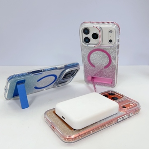 <span class=keywords><strong>Funda</strong></span> Transparente Antigolpes Estilo INS con Soporte Metálico y Purpurina, Carcasa Magnética para <span class=keywords><strong>iPhone</strong></span> 17 16 15 Pro Max - Product Image 4