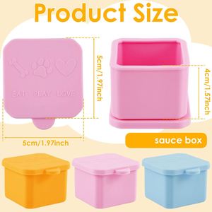 Portable Reusable Cartoon Silicone Salad <b>Dressing</b> Container 3oz Leak-Proof Microwavable Dipping Sauce Cups Lid for School Office - Product Image 3