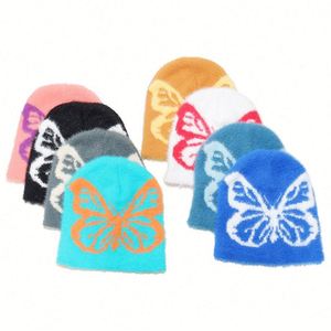 Nuevo Gorro de Punto Otoño Invierno 2024, Gorro de Mohair Cálido para Esquí, Gorro de Punto con Diseño de Mariposa, Gorro de Pelo Sintético, Gorro Personalizado con Logotipo, Gorro Colorido - Product Image 2