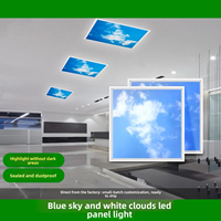 Plafonniers LED intégrés à motif floral Ciel bleu Nuages blancs, dalles de plafond suspendu en fer 6500K CRI 80-90 1600 Lumens
