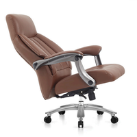 Chaise de bureau exécutive moderne en cuir véritable avec accoudoirs réglables, appui-tête et inclinaison - Utilisation à domicile/commmerciale