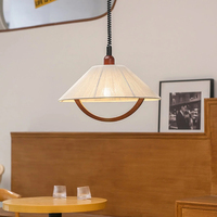 Suspension luminaire mobile réglable de style Wabi Sabi, en bois de noyer massif, avec cordon en coton, suspension en hêtre