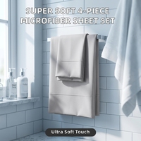 Parure de draps en microfibre super douce 4 pièces, technologie de couture anti-boulochage et anti-acariens, 200 fils au pouce carré, pour la maison et l'hôtel