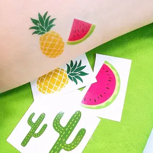 Factory Custom Gold Glitter Gekleurde Cartoon Fruit Planten Dieren Flamingo Tijdelijke Henna Kids Waterdichte Mehndi Tattoo Sticker