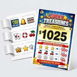 Billets à gratter à thème personnalisé avec logo, trois fenêtres, languette facile à déchirer, carte de jeu à gagner instantanément, carte à ouvrir - Product Image 3