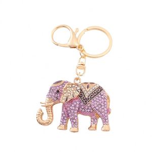 พวงกุญแจรูปช้างเคลือบสีสันสดใสประดับโอปอลและคริสตัล พวงกุญแจนำโชคสำหรับรถยนต์ จี้ห้อยกระเป๋า พวงกุญแจรูปช้าง - Product Image 1