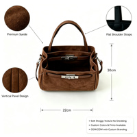 Sac à bandoulière carré mini en daim marron pour femme avec fermoir métallique, sac à main portable tendance pour l'été, l'automne et l'hiver