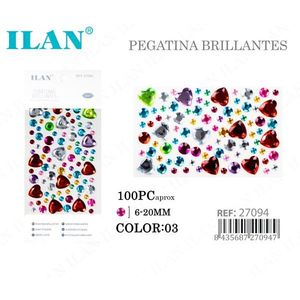 Adesivi con strass Ilan 6-20 mm multicolori a forma di cuore e stella per nail art - Product Image 3