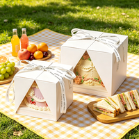 Caja de Cartón Blanca de Lujo para Pastel con Ventana de PET y Cinta, Apta para Pasteles de 4-8 Pulgadas, Perfecta para Regalos de Cumpleaños y Bodas