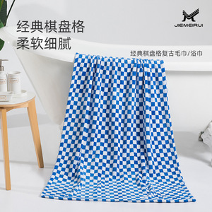 Toalla a cuadros Jiemeirui de 32x70 cm, de microfibra suave y absorbente, para la cara y el baño, para niños y adultos. - Product Image 4