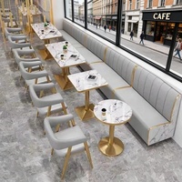 Canapé-banc de restaurant commercial moderne haut de gamme, mobilier de café et d'hôtel, banquette vert pâle, ensemble table et chaises en bois 2 places