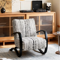 Fauteuil individuel de loisirs BTSC005 avec accoudoirs, surface en tissu confortable, coussin en éponge haute densité, structure en acier, pour salon