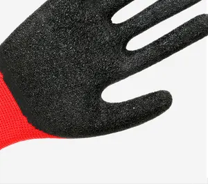Custom colors latex wrinkle coated 13g polyester hard wearing work gloves