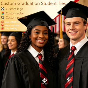 Cravate en polyester tissée de haute qualité, rayée, personnalisable avec logo, élégante, pour cérémonies de remise des diplômes, bals de promo et événements d'entreprise pour étudiants - Product Image 1