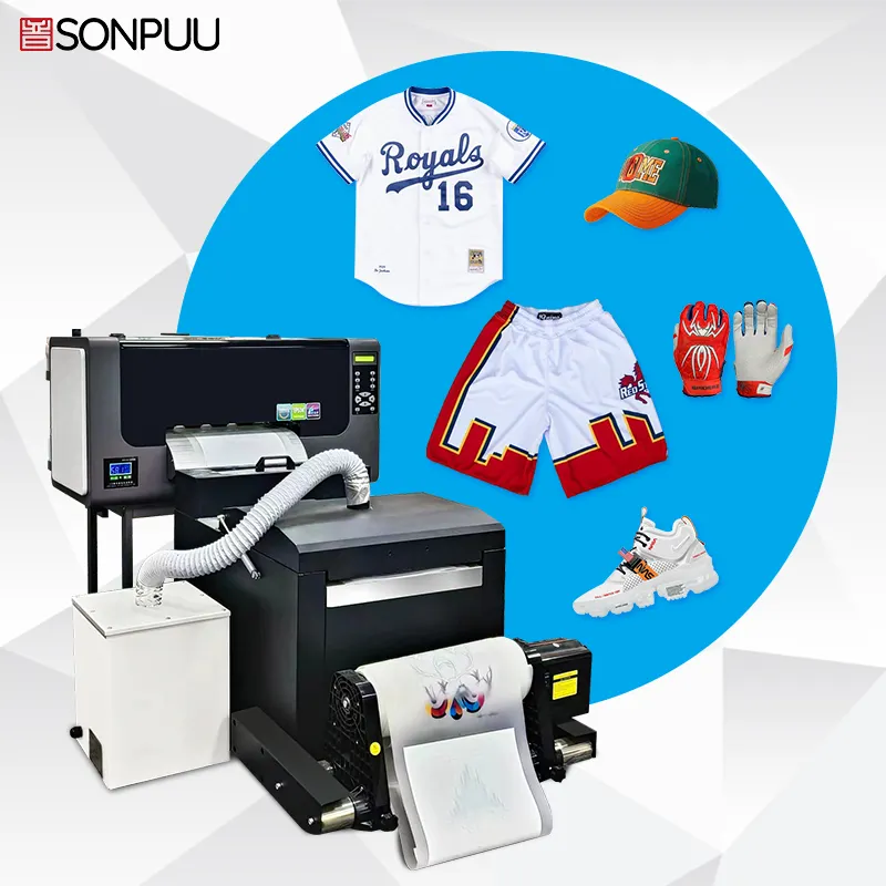 Sonpuu Petite imprimante DTF Imprimante DTF 30cm Dual XP600 T-shirt Imprimante DTG avec secouant la machine de séchage de poudre