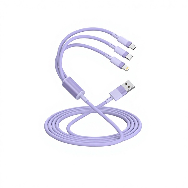 TKT 3-in-1 3A Fast Charging Multi-USB Type-C Micro USB Cable with for Adapter for Computers