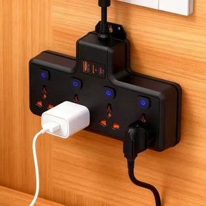 Presa a muro elettrica domestica Multi presa presa di estensione per sovratensione striscia di potenza 16A nominale 4 AC <span class=keywords><strong>con</strong></span> <span class=keywords><strong>interruttore</strong></span> e USB - Product Image 1