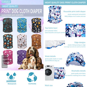 Collabor <span class=keywords><strong>15</strong></span> Màu Sắc Cho 2025 Thiết Kế Mới Nam Con Chó Tã Có Thể Giặt Rò Rỉ Bằng Chứng Thấm Pet Tã Tùy Chỉnh Vải Tã Cho Chó - Product Image 2
