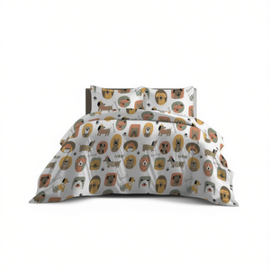 Ensemble de housse de couette Cani 100% coton, lit simple français 140x200cm, motif chien, literie - Product Image 3