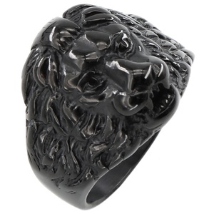 Cincin Singa Baja Anti Karat Berlapis Emas 18K PVD Beiyan Jewelry, Cincin Pria Freemason Jangkar Hitam Punk yang Dapat Dipersonalisasi untuk Pesta Pernikahan - Product Image 3