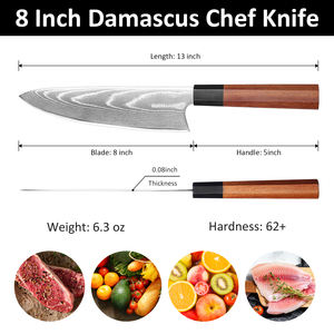Cuchillo de Chef Premium de <span class=keywords><strong>8</strong></span> Pulgadas, 67 Capas de Acero Damasco Japonés, Cuchillo Damasco a Precios Bajos, Cuchillos de Cocina con Mango de Ébano - Product Image 2