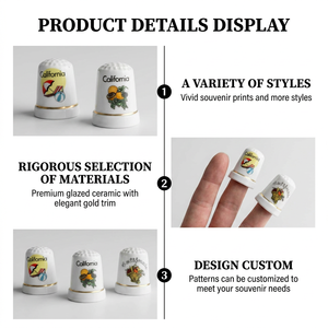 Dedales de porcelana personalizados al por mayor, de cerámica en blanco, recuerdos turísticos de California y Londres, regalos, dedales de costura para sastre - Product Image 6