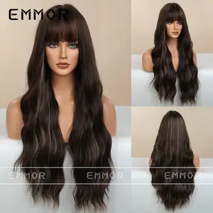 Fast Delivery Brown Big Wave Natural Synthetic Wig 26 Inch High Quality Fashion Wig