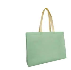 कस्टम लोगो मुद्रित बायोडिग्रेडेबल पुन: प्रयोज्य टोट बैग लूप हैंडल गैर बुना किराना शॉपिंग बैग