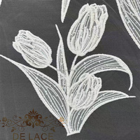 Dentelle WM DELACE, motif de tulipes exquis avec des paillettes, belle dentelle découpée, grande fleur brodée, tissu de dentelle pour robe de mariée